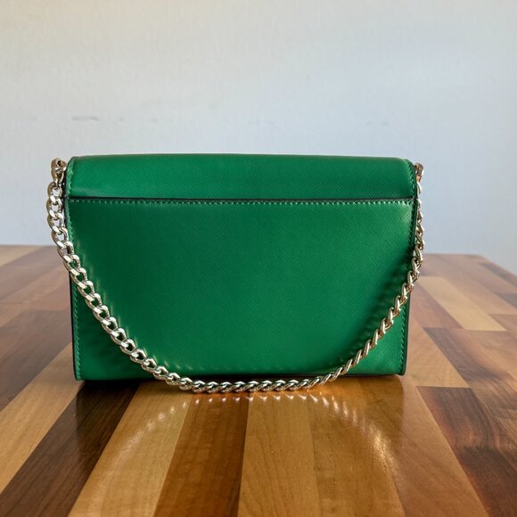 Kate Spade Green Leather Crossbody Bag with Gold Chain - Picture 4 of 11